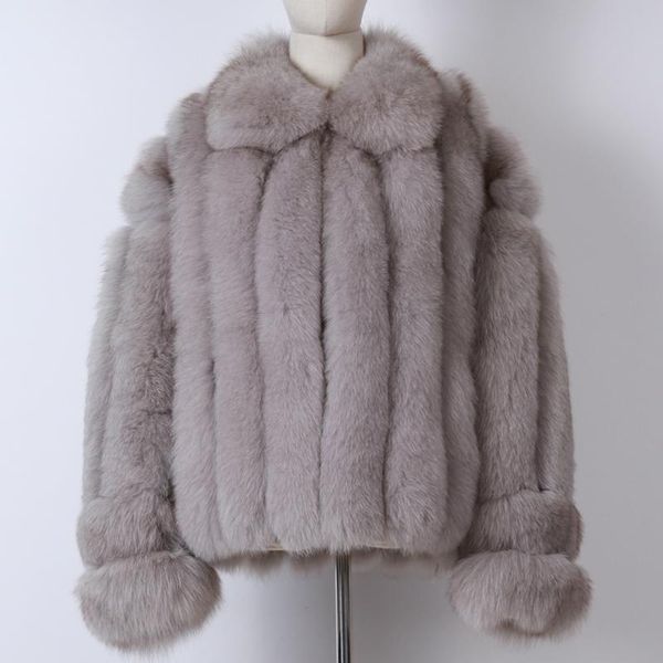 

women's fur & faux natural jacket ladies real winter coat women warm, Black