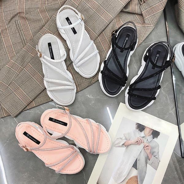 

roman woman shoes luxury summer thick women platform wedges sandals casual zapatos de mujer#g8, Black