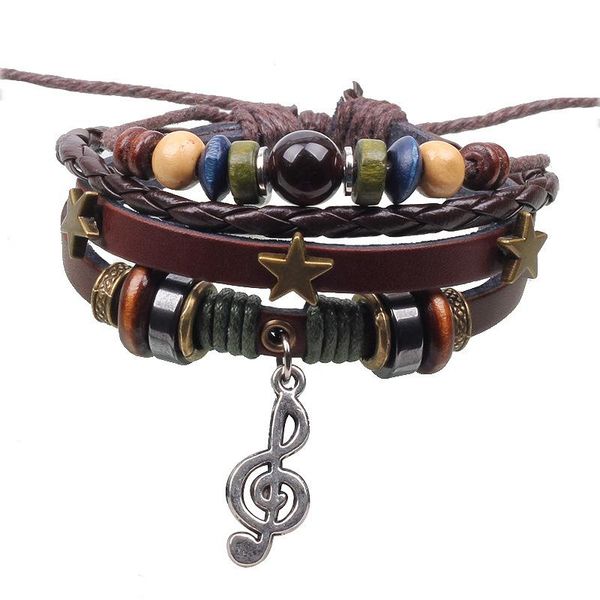 

charm bracelets european and american exaggerated fashion note bracelet star woven ornament, Golden;silver
