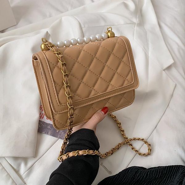 

evening bags pearl design fashion chain small diamond pattern pu leather crossbody shoulder for women 2021 lady trendy handbags1