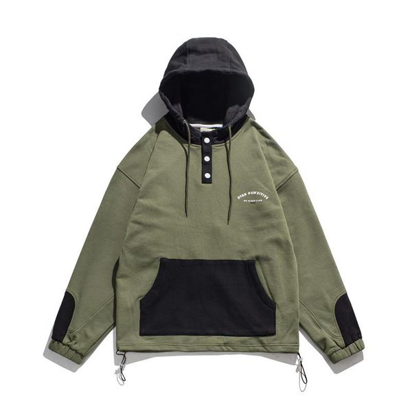 

men's hoodies & sweatshirts fashion oversized hip hop with hood 2021 spring autumn pullover big pockets patchwork hoody, Black