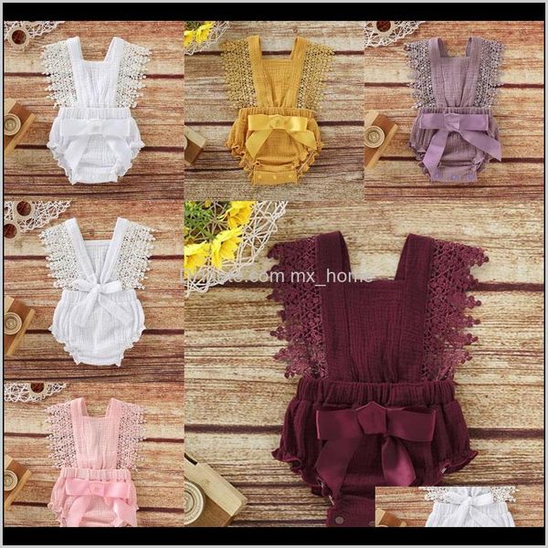 

jumpsuitsrompers clothing baby kids maternity drop delivery 2021 baby solid rompers 5 colors cotton hollow sleeveless single breasted bow ti, Blue