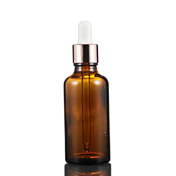 

storage bottles & jars 10pcs/lot rosegold metal cap amber glass dropper bottle liquid serum/essential basic pipette