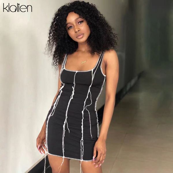 

women sleeveless slim stretch y2k dress 2021 new summer fashion streetwear female slim wild black bodycon dresses, Black;gray