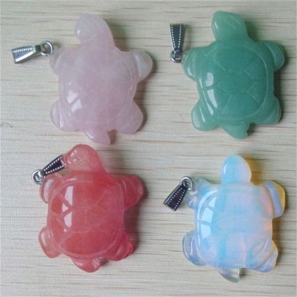 

carved turtle assorted natural stone charms crystal pendants for necklace accessories jewelry making, Bronze;silver