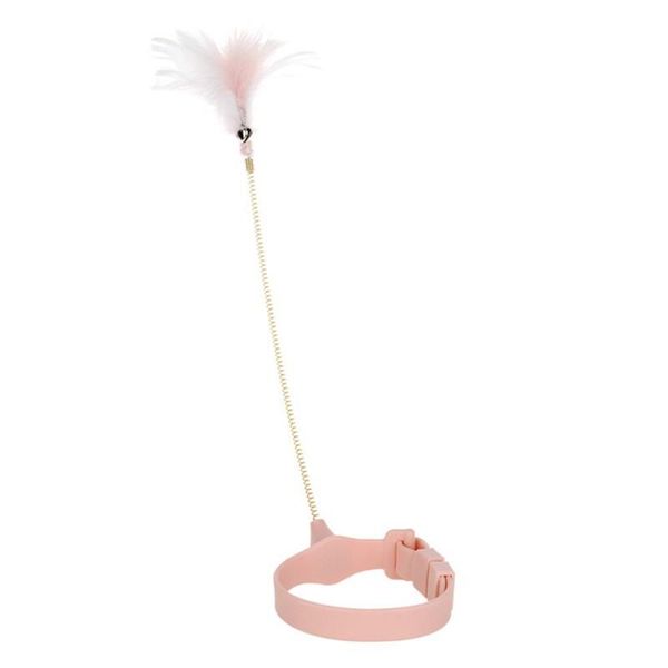 

cat toys teaser with collar pink feather pet supply interactive accessories