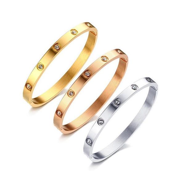 

bangle fashion classic women's bangles for women gold rose silver color rhinestone bracelet cuff simple trendy jewelry, Black
