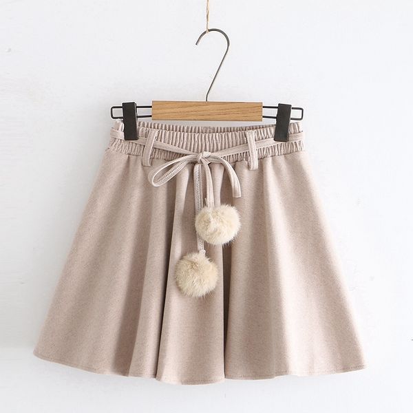 

korean high waist women mini winter japanese sweet soft teenage girl lolita vintage school a line pleated short wool skirt, Black