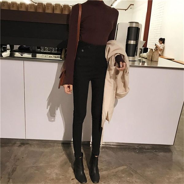 

women's jeans real s 2021 fashion tight high-waist stretch slim fit was thin wild small pencil pants, Blue