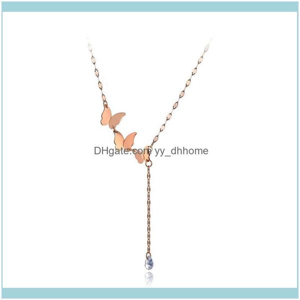 

& pendants jewelrytrendy stainless steel cz crystal butterfly animal necklaces for women bohemia style charm pendant necklace n19216 chains, Silver
