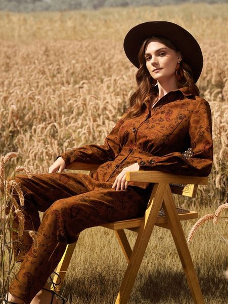 

paisley print shirt jumpsuit d5tn#, White