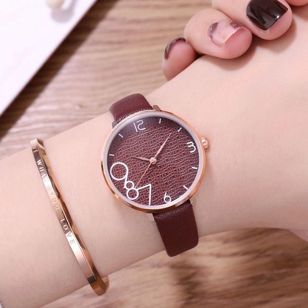 

cakes female student han edition contracted fashion small and pure fresh temperament stereoscopic digital watch wristwatches, Slivery;brown