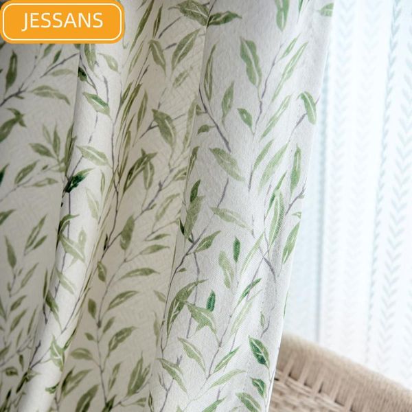 

curtain & drapes american pastoral cotton and linen stitching printing blackout curtains for bedroom living room finished product customizat