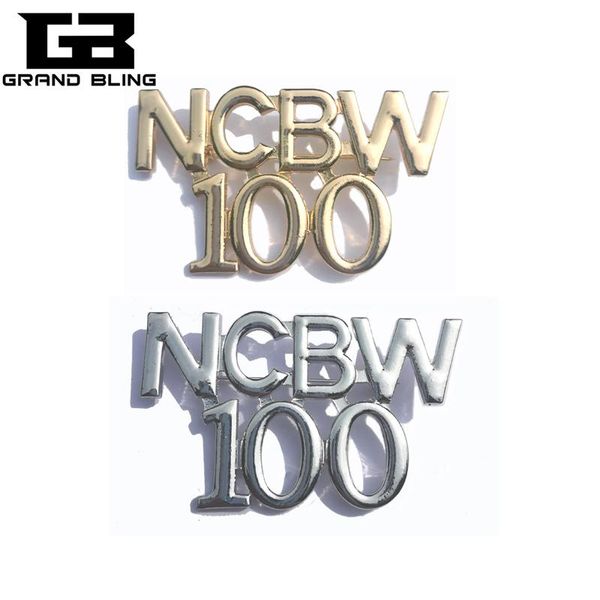 

pins, brooches gold color plated "ncbw 100" brooch pins/lapel pins for national coalitioan of back women group souvenir gifts, Gray