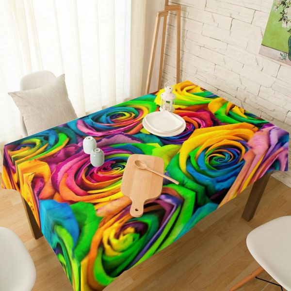 

table cloth colorful rose flower tablecloth rectangular wedding dining cover chair covers tea kitchen decorative
