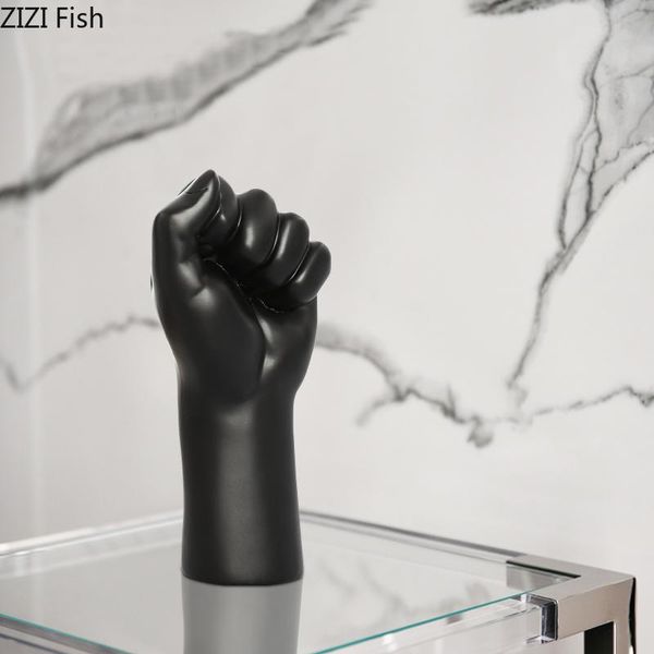 

decorative objects & figurines resin abstract figure statue hand black fist ok gesture handicraft decoration modern home accessories figurin