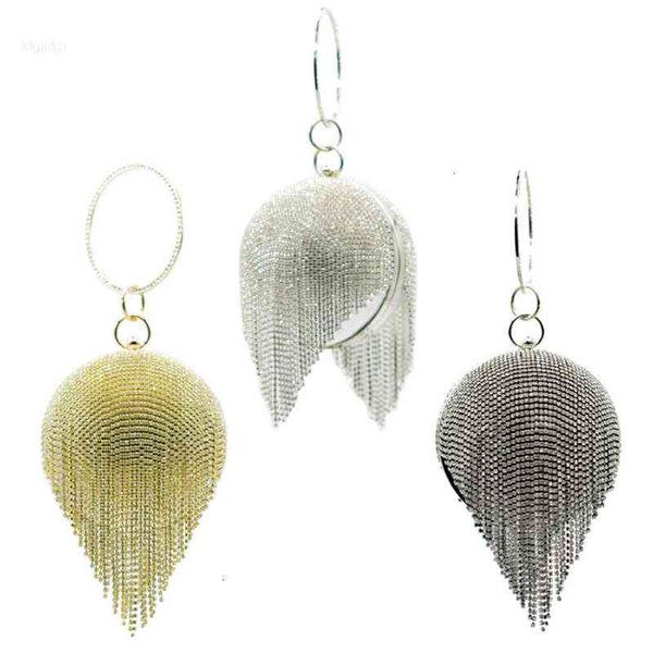 

trendy woman luxury rhinestone round ball beaded wedding girls party bag crystal clutches diamond tassel evening bags