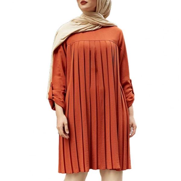 

women's blouses & shirts tunic orange women long sleeve plus size blouse loose round neck solid color pleated warm shirt, White
