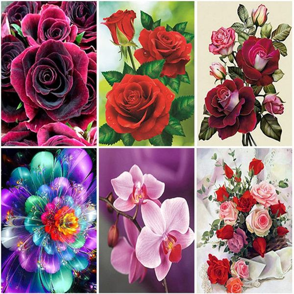

diamond painting 5d diy flowers cross stitch full round square drill embroidery mosaic rose art picture home decoration