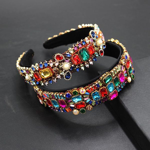 

hair clips & barrettes color rhinestone exaggerated headband baroque geometric wide side beautiful women's accessories 569, Golden;silver
