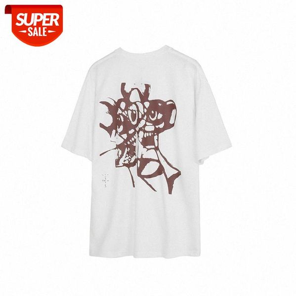 

travis scott european and american high street digital printing tee loose abstract illustration short-sleeved t-shirt #yq67, White;black