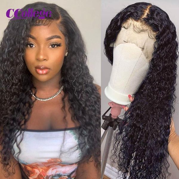 

transparent lace front wig curly human hair wigs for black women 4x4 closure remy 150 30inch, Black;brown