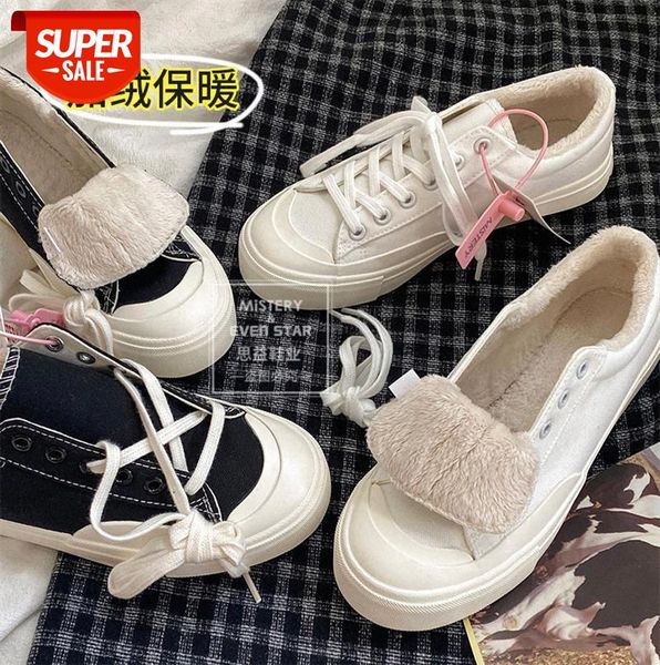 

yamamoto wind plus velvet canvas shoes women's low-all-match cotton warm board women ins tide #f16h