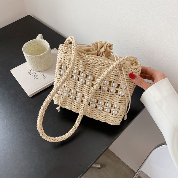 

handbag straw bag women's 2021 summer fashion one shoulder armpit net red leisure ins woven bucket