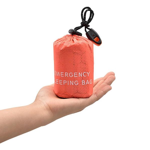 

outdoor emergency sleeping bag reusable thermal survival camping travel with whistle for bags