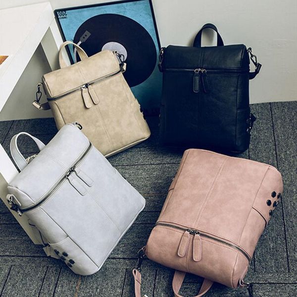 

outdoor bags women solid fashion backpack shoulder bag tote ladies purse multi-function small zipper square soild school