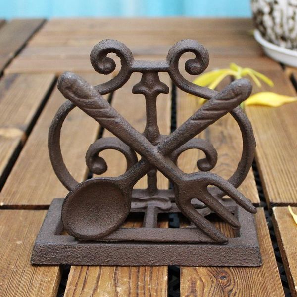 

decorative objects & figurines fork spoon cast iron tissue paper holder farm house accents retro rustic bird cat metal napkin office table c