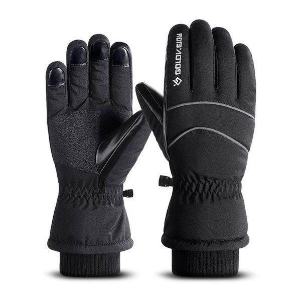 

cycling gloves outdoor ski winter men and women plus velvet warm riding touch screen sports cold windproof, Black