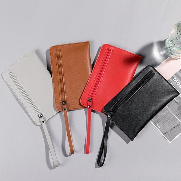 

women's purse ladies wallet long money bags simple style coin leather thin wallets female card holder solid, Red;black