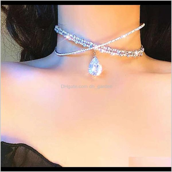 

other necklaces & pendants jewelry drop delivery 2021 tears of the heart choker hairpin diamond collar high-grade luxury show thin clavicle, Silver