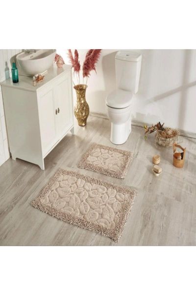 

bath mats 2-piece cotton set for closet mat leaf beige st02364