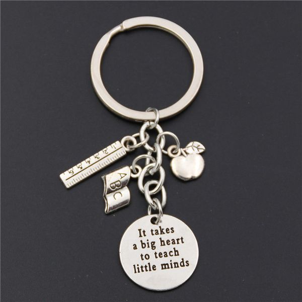 

Key Chains 1pc Teacher Keychains It takes a big heart to teach little minds Keyring Key Ring Jewelry For Teachers Day Gift