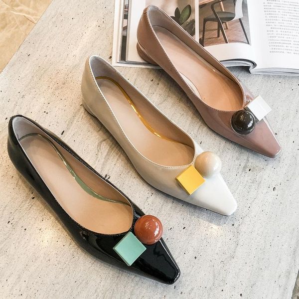 

dress shoes 2021 spring women cow leather casual autumn arrival mature fashion med heels pointed shallow woman, Black