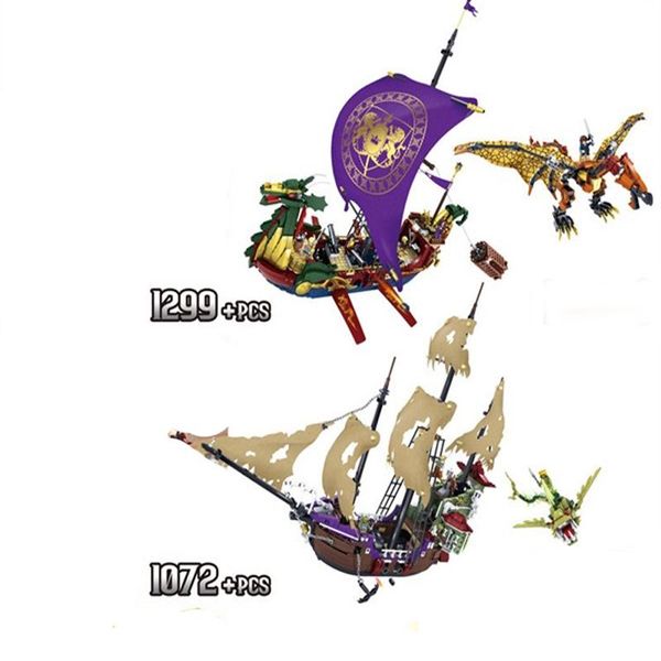 

legend ship moc pirates of the boat building blocks bricks model hero figure toys for children jeans, Blue