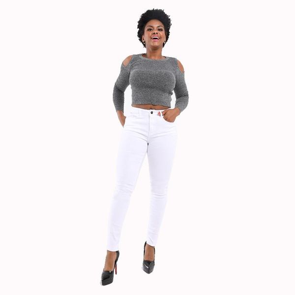 

women's jeans mid waist spring casual candy pencil pants, Blue