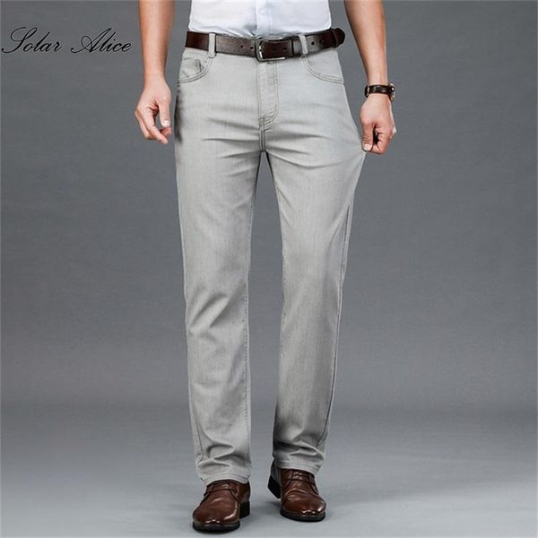 

men's jeans 2021 four seasons high-waist straight business casual pants, Blue
