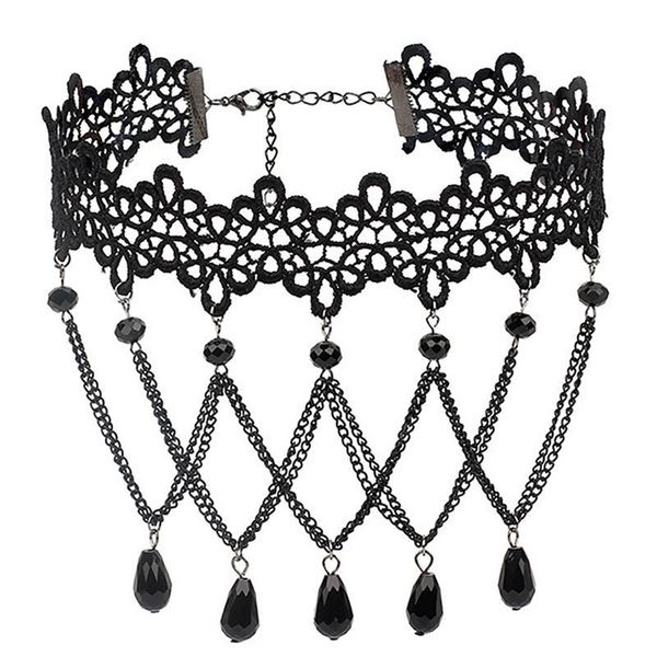 

1pc gothic style lace necklace classic vintage bead decor choker clavicle for women girls jewelry accessories pendant necklaces, Silver