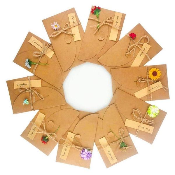 

greeting cards 10pcs card, diy handmade retro kraft paper, blank envelopes postcard for birthday present mother's day wedding