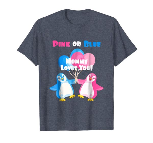 

Penguin Gender Reveal Shirt Pink or Blue Mommy Loves You, Mainly pictures