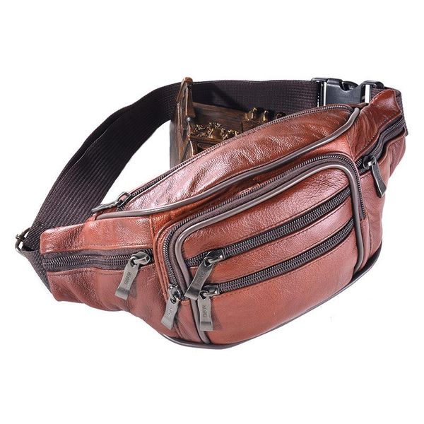 

waist bags leather men's running bag multi-functional full-grain chest fashion large capacity business casual cash st
