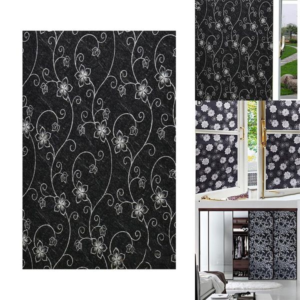 

window stickers blackout self adhesive film glass sticker opaque flowers pattern sunscreen insulation home privacy