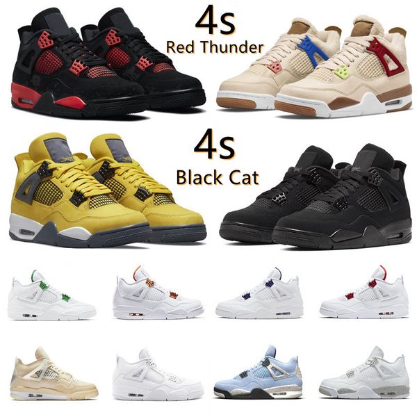 

jumpman 4 4s mens women basketball shoes flint pure money red thunder sail black gum lightning wild things university blue metallic men trai