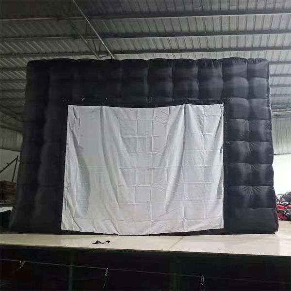 Tendone gonfiabile personalizzato del cubo del teatro della tenda nera del film Festa della festa della discoteca con schermo di proiezione raro in sconto