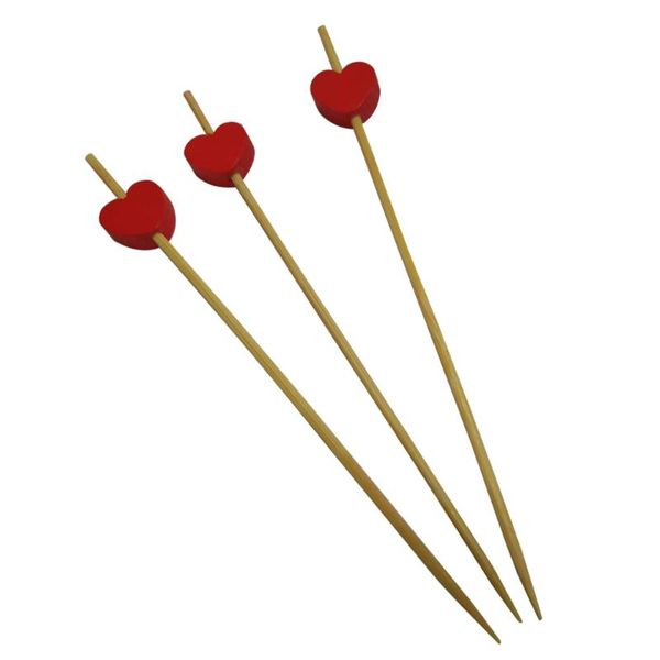 

forks 100pcs bamboo fruit picks disposable cocktail toothpicks sandwich pick sticks party supplies (red)