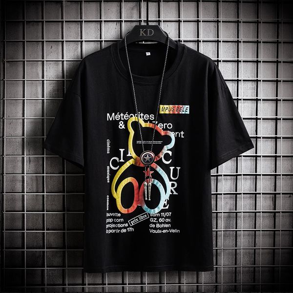 

men's t-shirts tshirt men t streetwear reflective short sleeve bear print toy plus size 4ttg, White;black