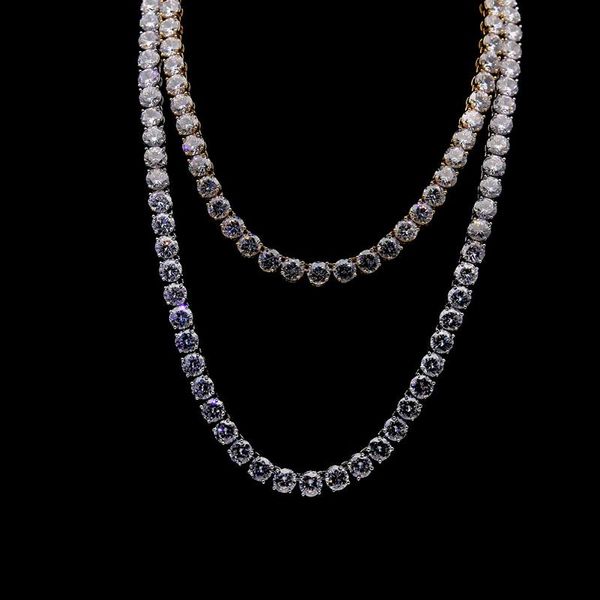 

bangle hip hop copper inlaid zircon single row necklace 8mm one, Black